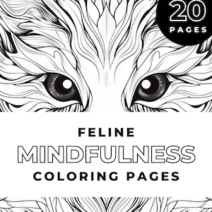 Fun Feline Coloring Pages for Adults and Kids | 20 pages | Meditative Coloring | Cat Coloring Pages | Digital Coloring