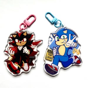 Sonic || 3” Glitter Epoxy Acrylic Charm