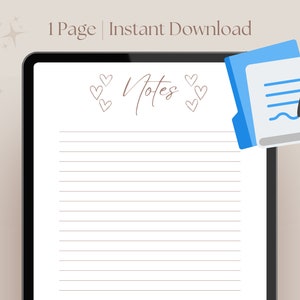 Notes Lined Page Minimalist Blank | Digital and Printable | 1 Page Instant Download | GoodNotes | Notability | “That Girl” Beige Aesthetic