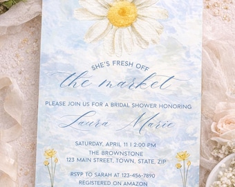 She’s Fresh Off the Market Bridal Shower Invitation | Editable 5x7 Canva Template