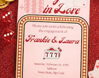 Las Vegas Engagement Party Invitation | Lucky in Love Canva Template (5x7)