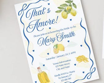 Italian That’s Amore Lemon Bridal Shower Invitation | Amalfi Coast Canva Template (Digital)
