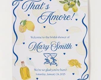 Italian That’s Amore Bridal Shower Welcome Sign | Lemon & Olive Design (Canva Template)