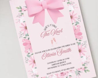 She’s Tying the Knot Bridal Shower Invitation | Editable 5x7 Canva Template
