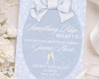 Something Blue Before I Do Bridal Shower Invitation | Editable 5x7 Canva Template