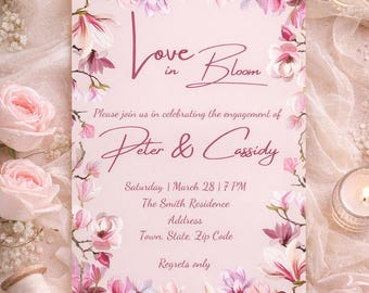 Love In Bloom Engagement Party Invitation | Editable 5x7 Canva Template