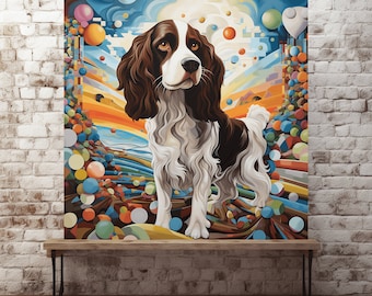 Spaniel Serenade: Symphonie der Farben in digitalen Wandbildern