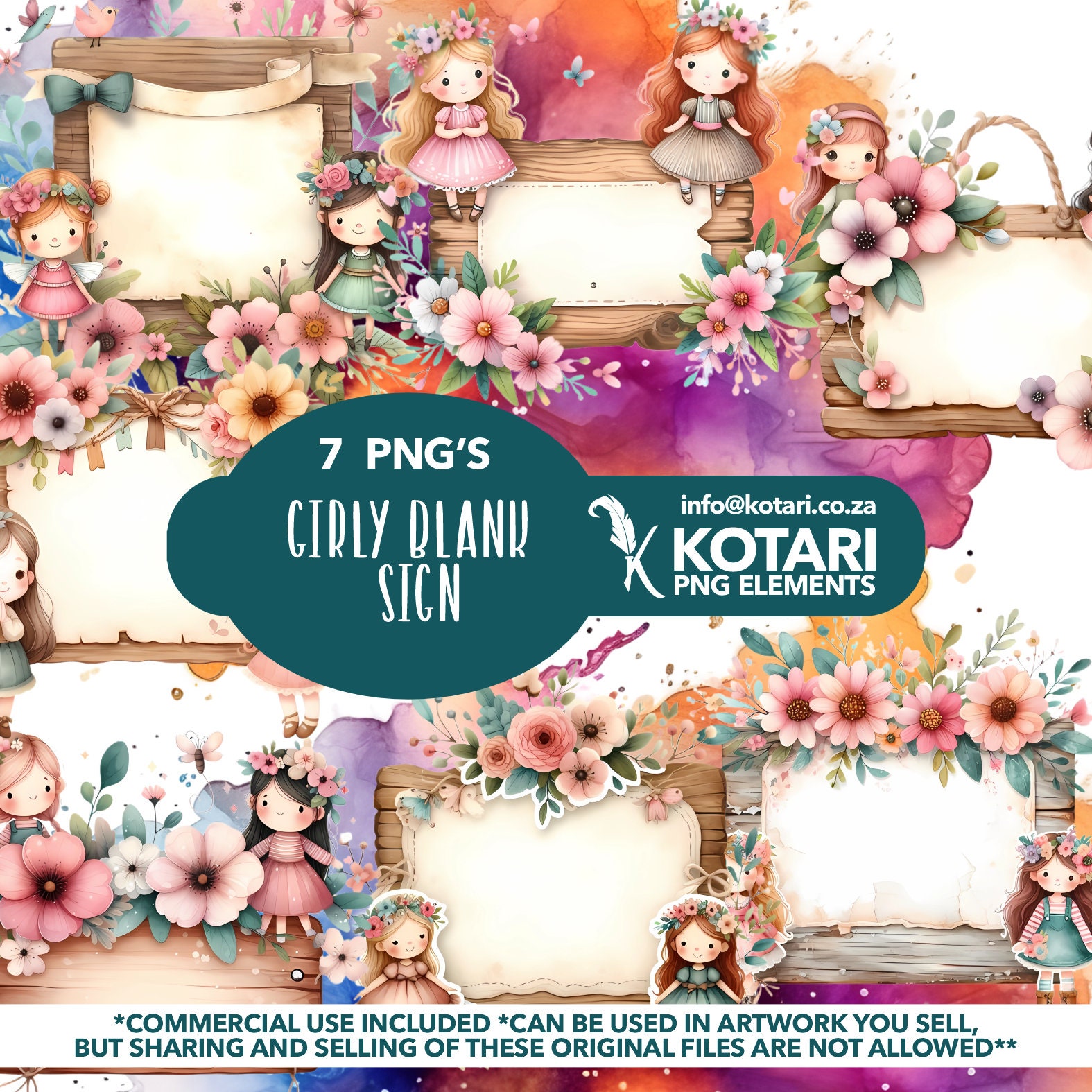 Girly Blank Sign Board - Transparent PNG Clipart - Commercial Use - Etsy