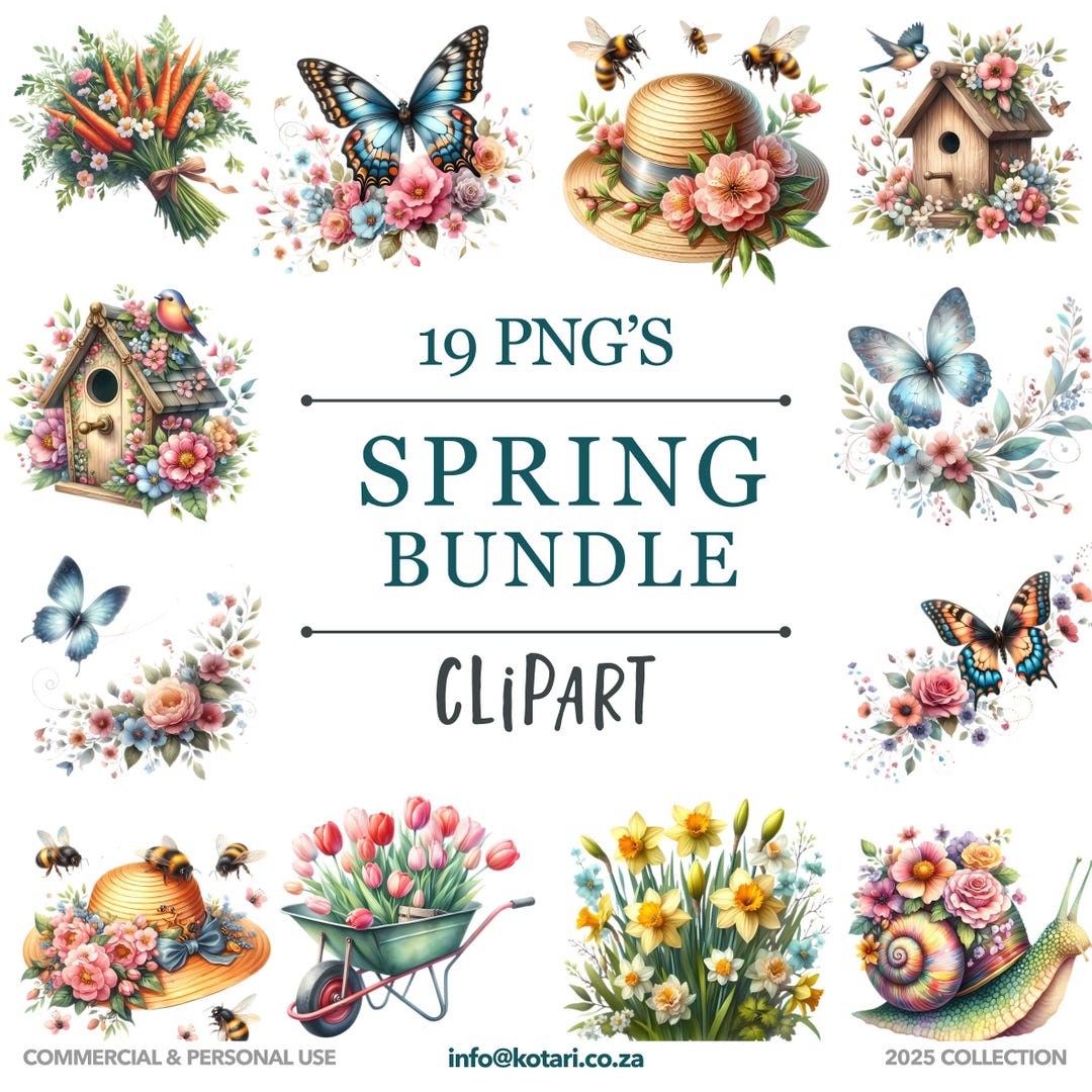 Spring Bundle - Transparent PNG Clipart - Commercial Use - Etsy