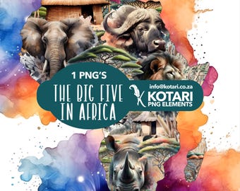 I Big 5 - I Big Five - In Africa - Clipart PNG trasparente - Uso commerciale