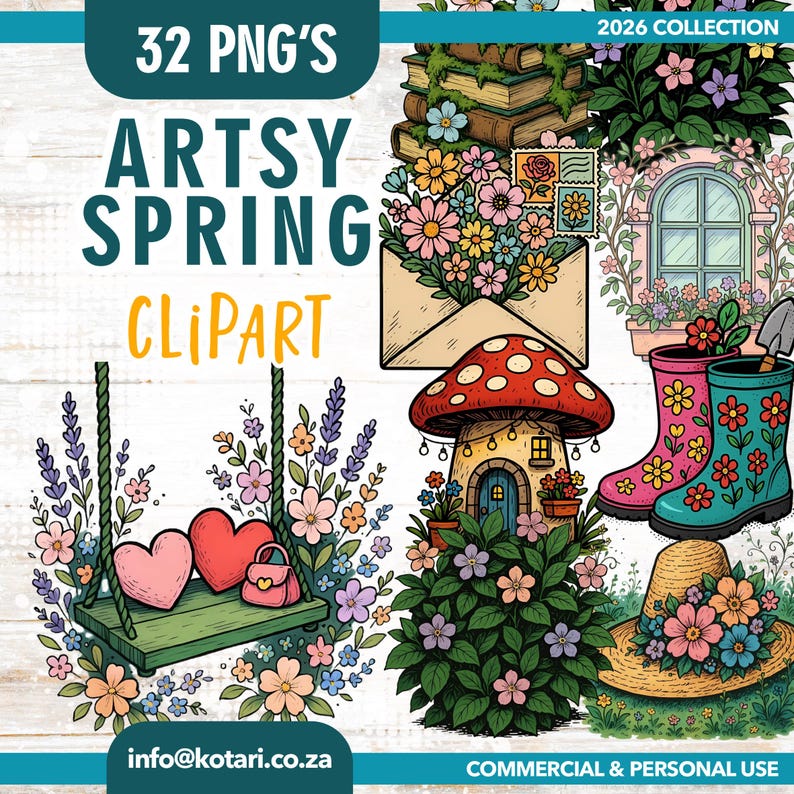 Artsy Spring - Transparent PNG Clipart - Commercial Use - Etsy