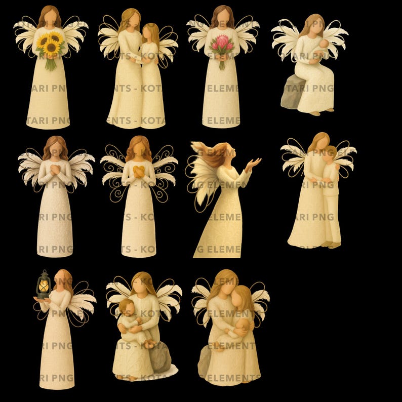 Faceless Angels - Transparent PNG Clipart - Commercial Use - Etsy