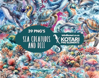 Sea Creatures - Transparent PNG Clipart - Commercial Use