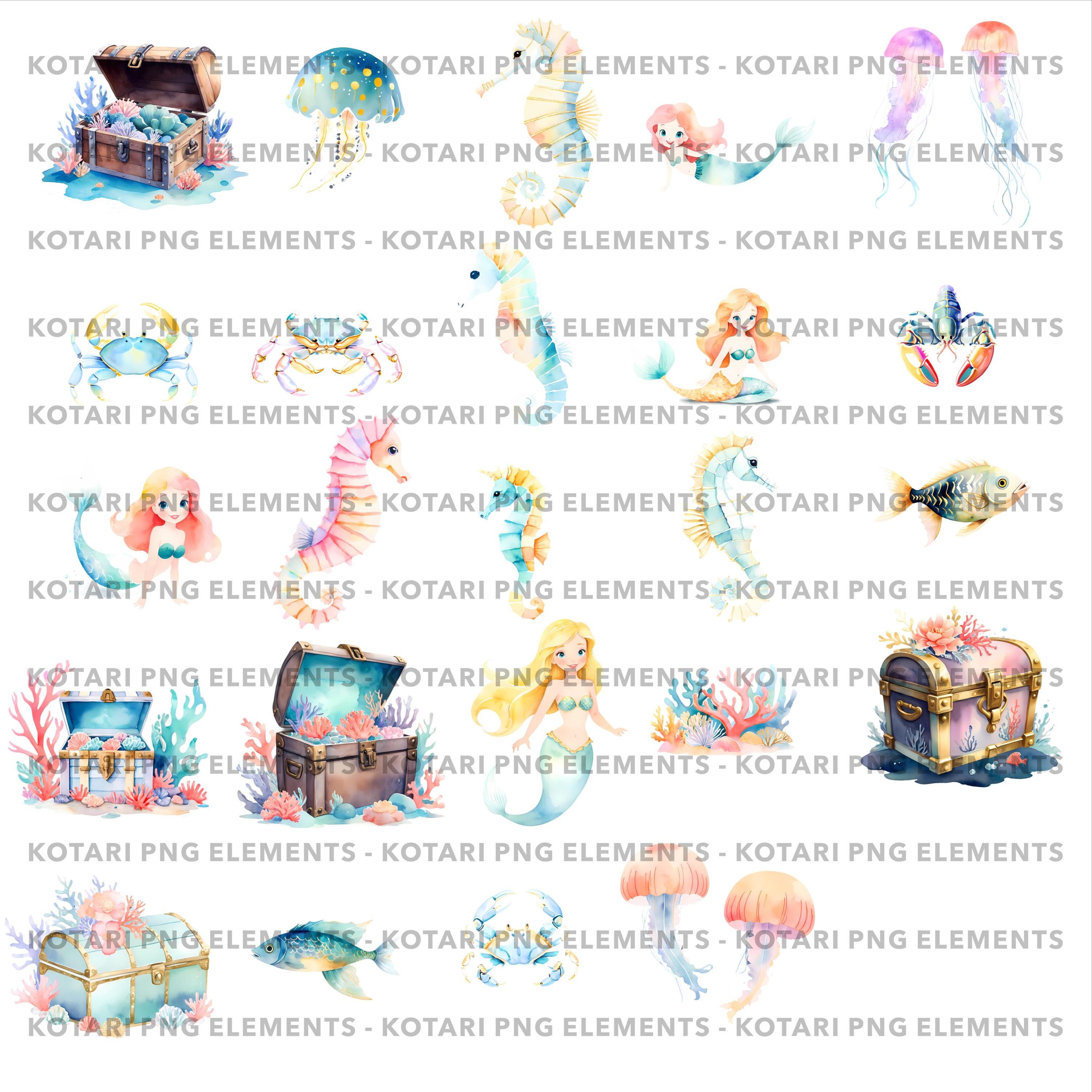 Mermaid Bundle - Transparent PNG Clipart - Commercial Use - Etsy
