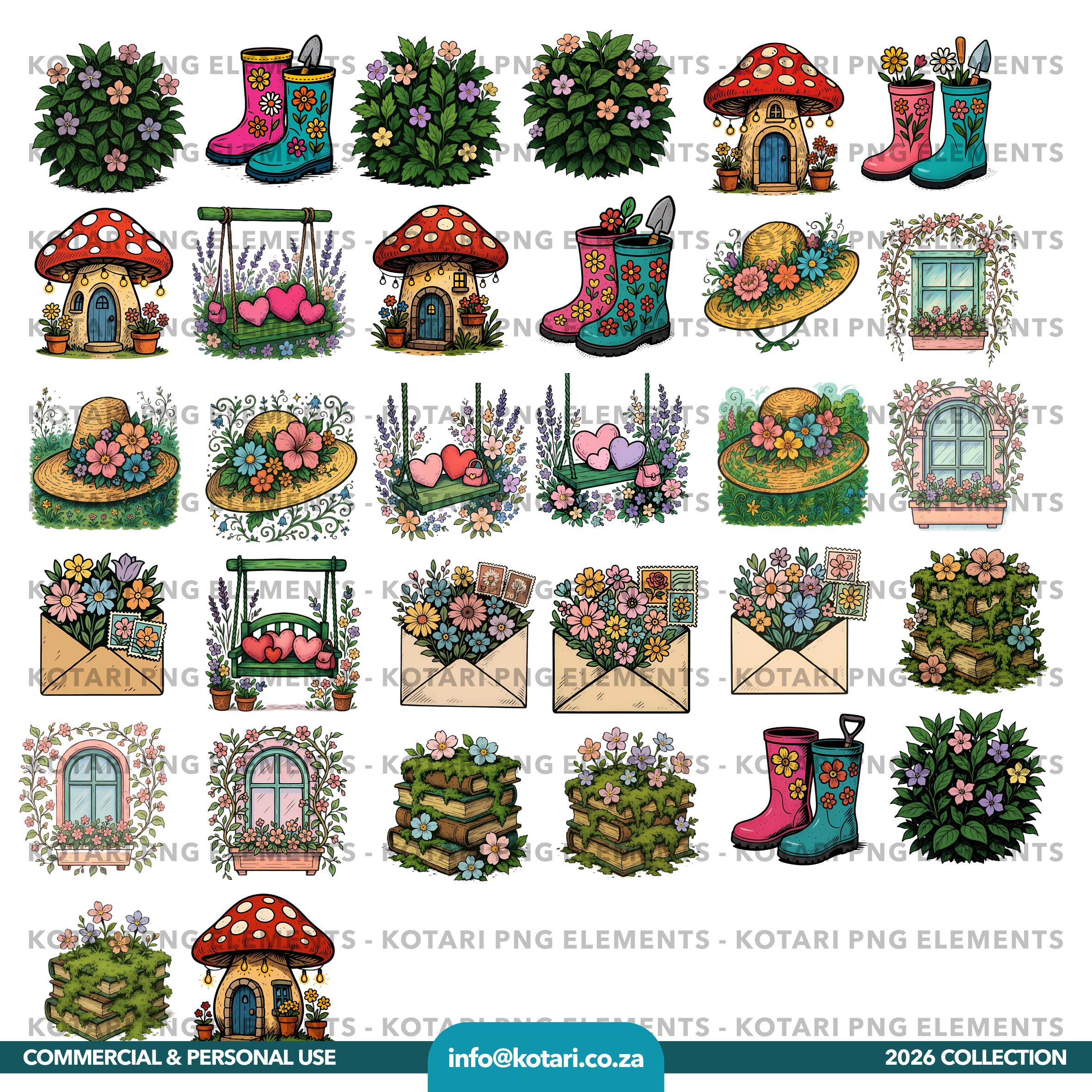 Artsy Spring - Transparent PNG Clipart - Commercial Use - Etsy