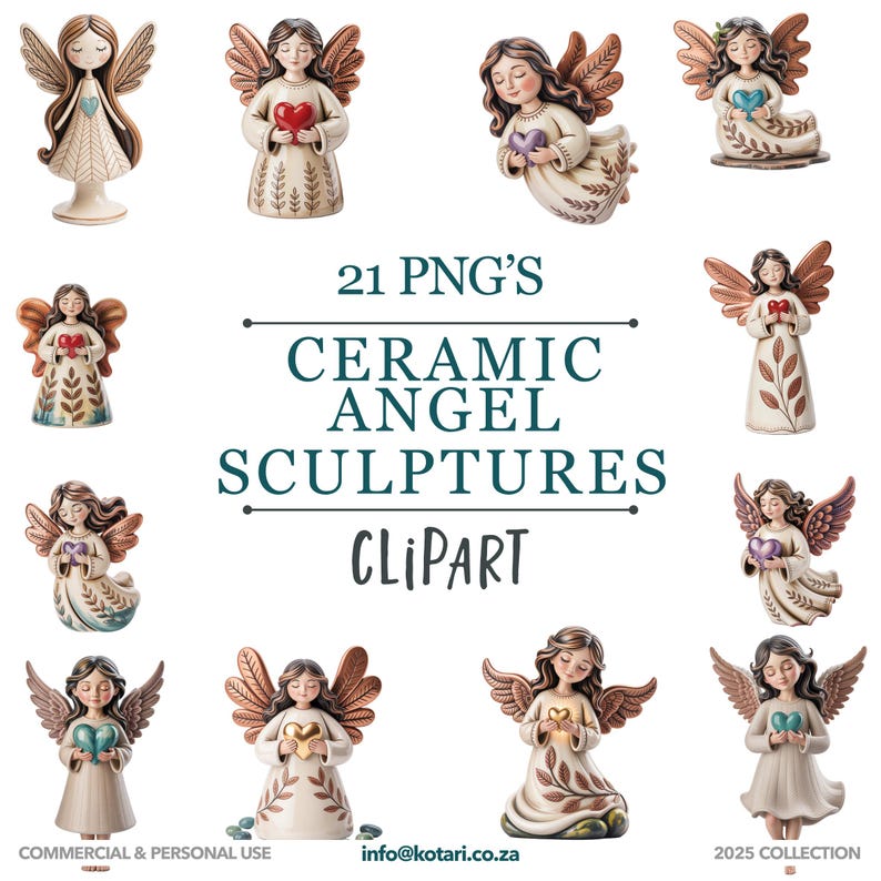 Ceramic Angel Sculpture - Transparent PNG Clipart - Commercial Use - Etsy