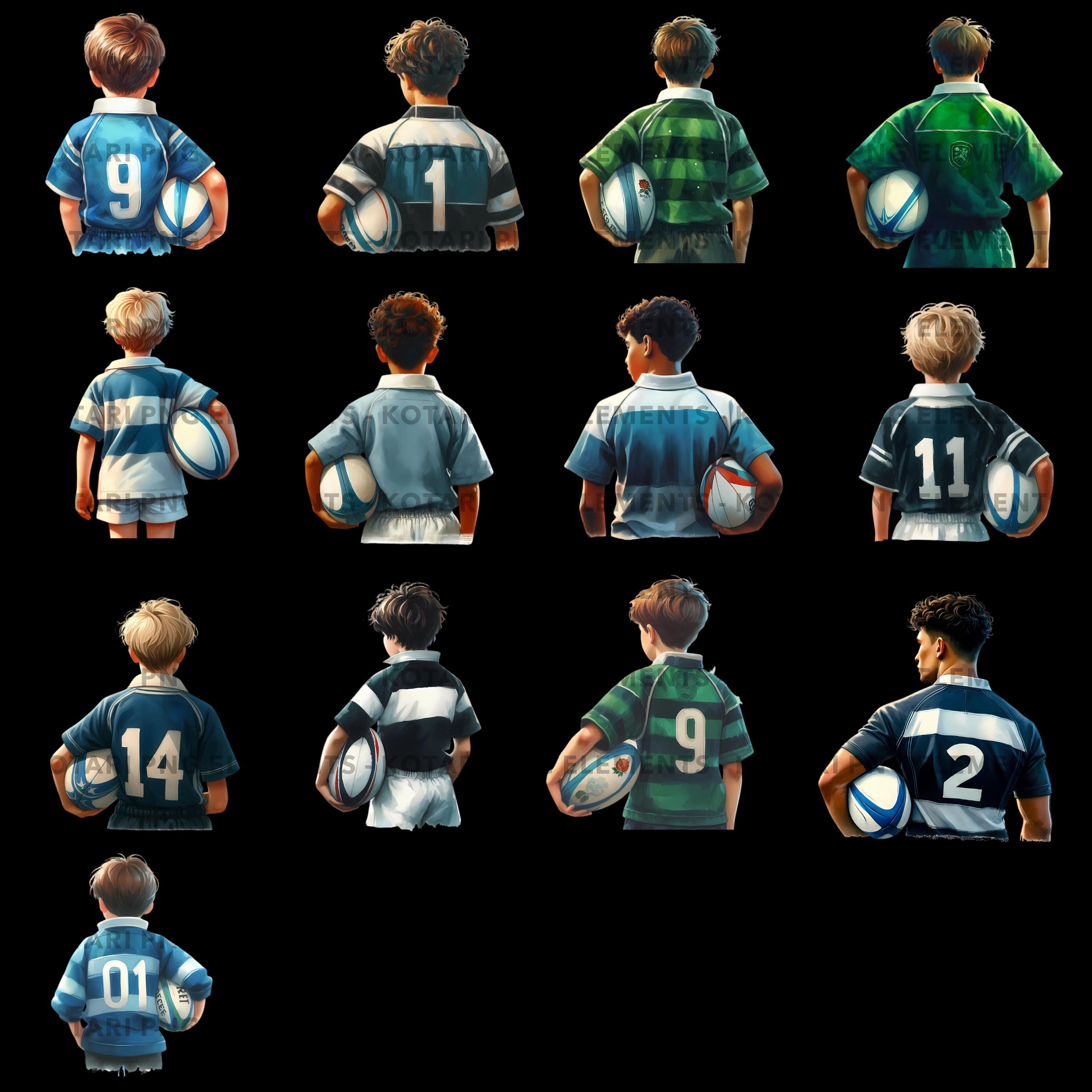 Rugby Boys Viewed From Behind - Transparent PNG Clipart - Commercial ...
