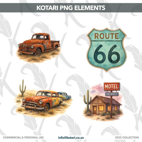 Rustic Route 66 - Transparent PNG Clipart - Commercial Use - Etsy