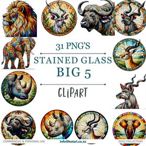 Stained glass The Big 5, Kudu And Springbok - Transparent PNG Clipart - Commercial Use