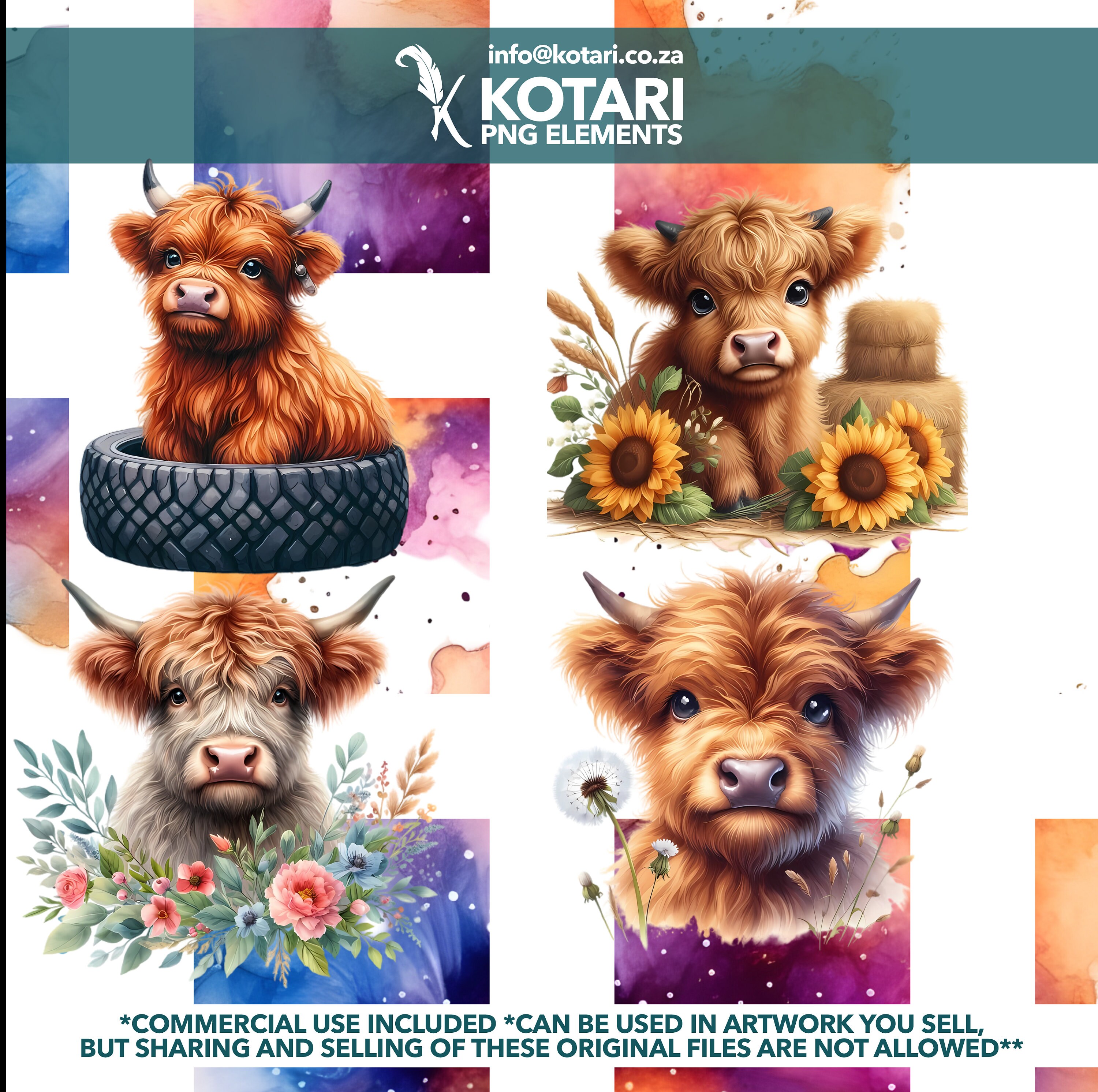 Highland Cow Clipart – 29 PNG Images, Commercial Use - Etsy