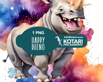 Happy Rhino - Transparent PNG Clipart - Commercial Use