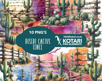 Desert Cactus Fence  - Transparent PNG Clipart - Commercial Use