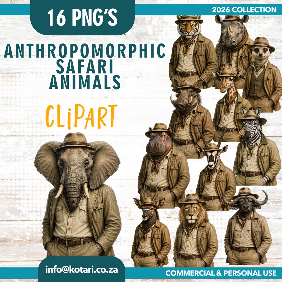 Anthropomorph Safari Animals - Transparent PNG Clipart - Commercial Use ...