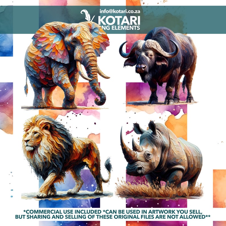 Illustration of African Big Five animals symbolizing the five core elements of an RAF timesheet