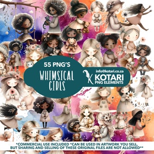 Whimsical Girl - Transparent PNG Clipart - Commercial Use