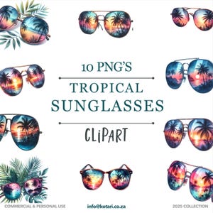 Tropical Sunglasses - Transparent PNG Clipart - Commercial use