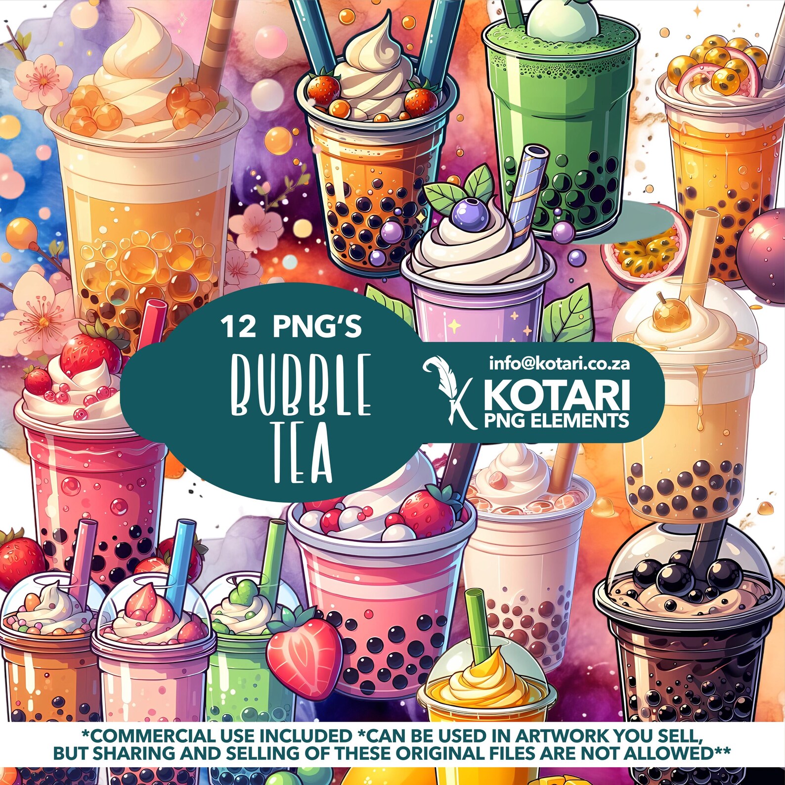 Bubble Tea - Transparent PNG Clipart - Commercial Use - Etsy