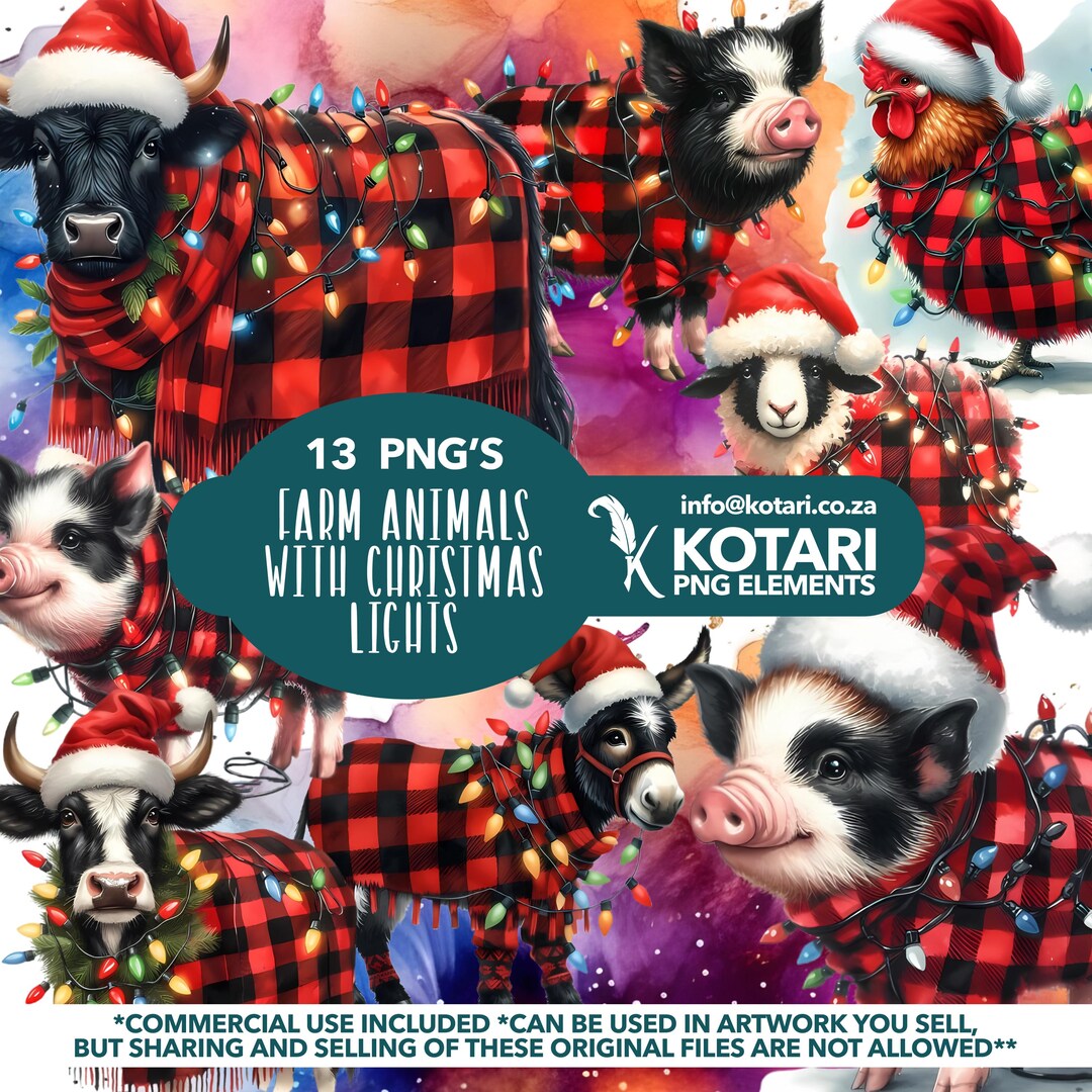 Farm Animals With Christmas Lights Transparent PNG Clipart Commercial ...