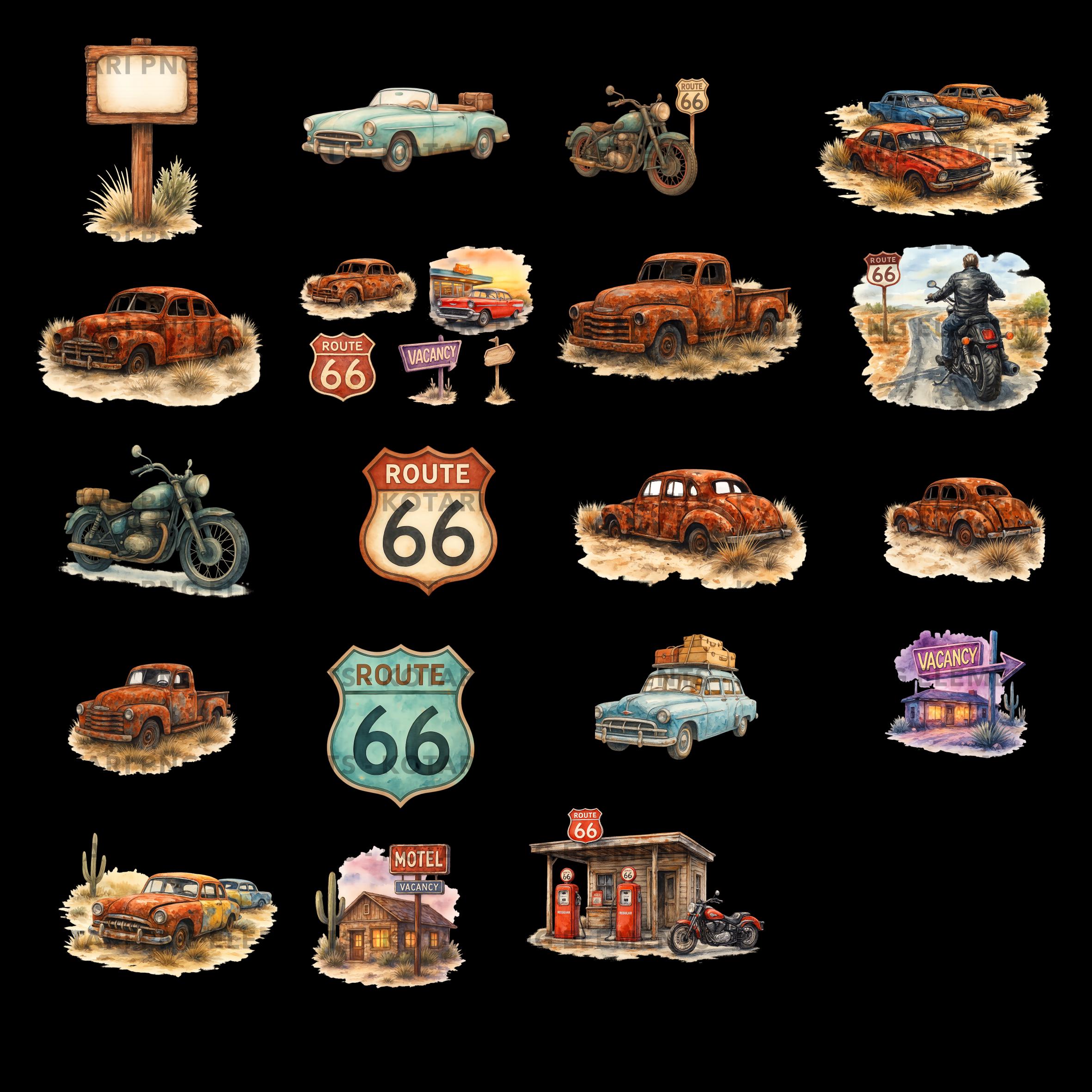 Rustic Route 66 - Transparent PNG Clipart - Commercial Use - Etsy