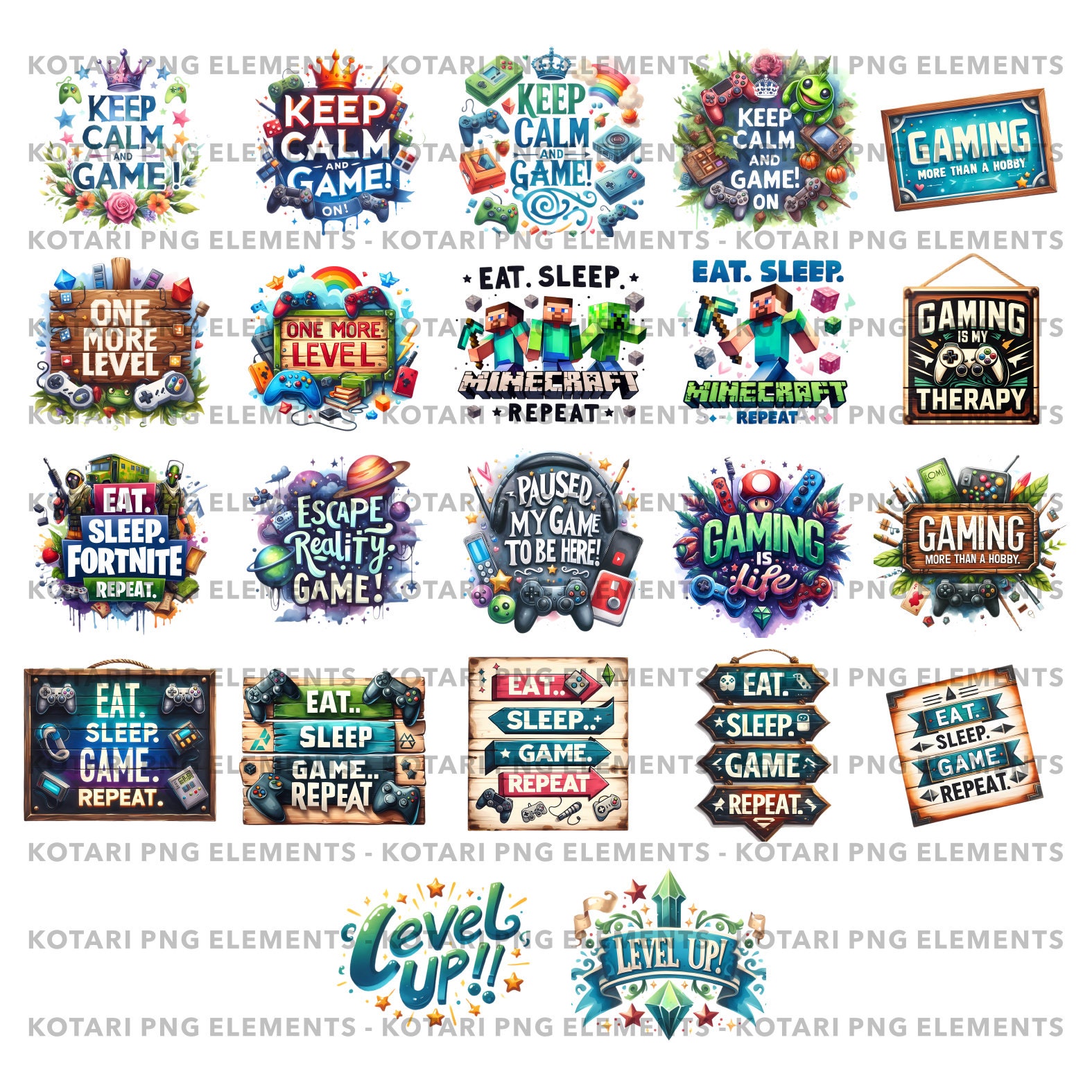 Gaming Sign - Transparent PNG Clipart - Commercial Use - Etsy