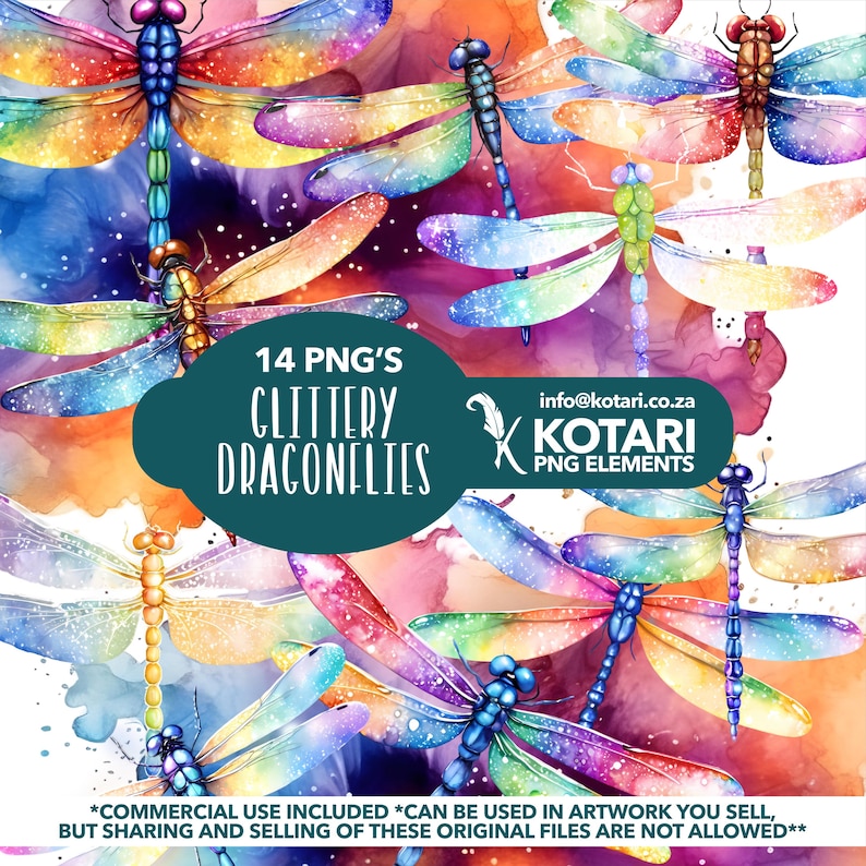 Glittery Dragonflies - Transparent PNG Clipart - Commercial Use - Etsy