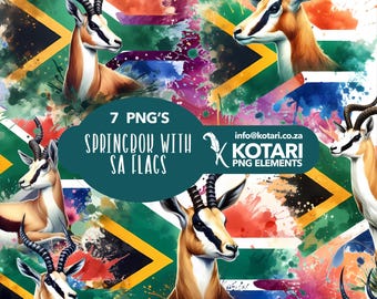 Springbok con bandiera SA - PNG trasparente Clipart - Uso commerciale