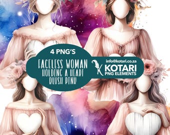 Faceless Woman - Holding Hearts - Blush Pink - Transparent PNG Clipart - Commercial Use