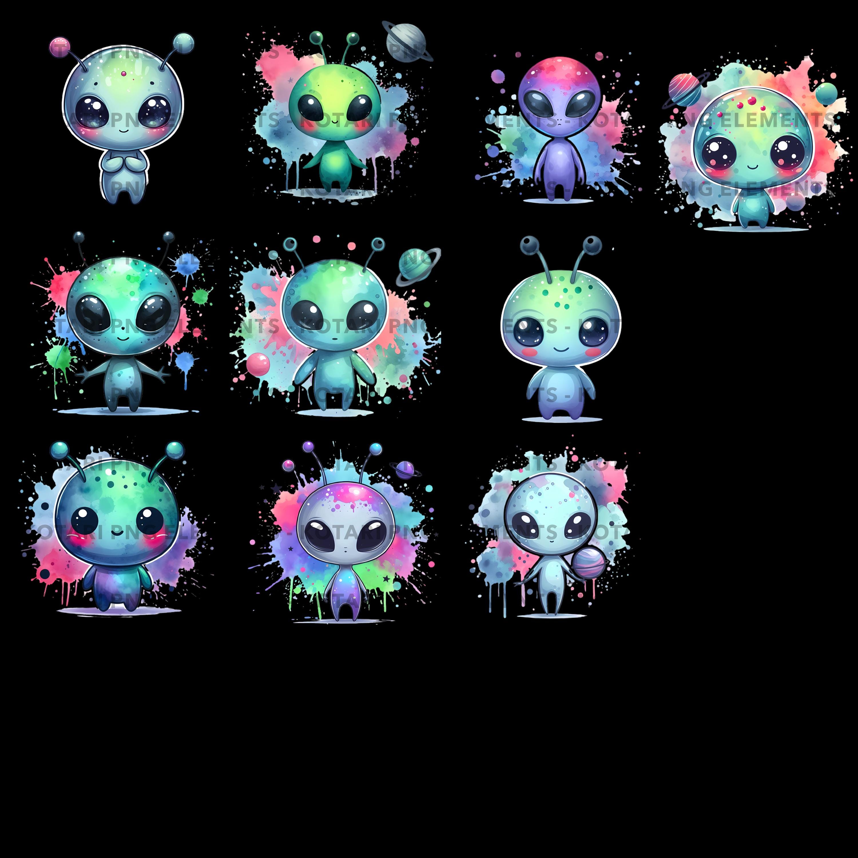 Cute Colorful Alien Clipart – Transparent PNG, Commercial Use - Etsy