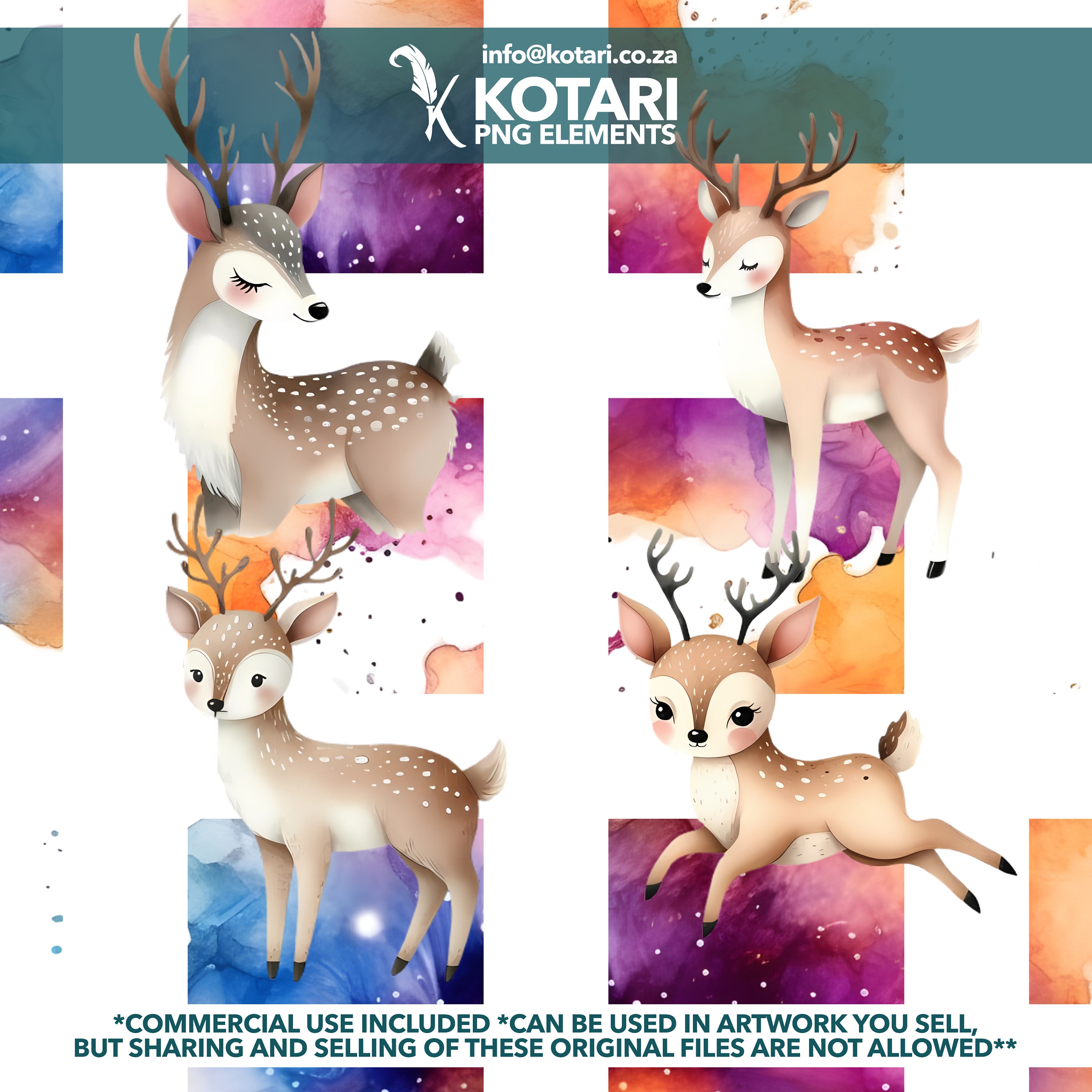 Whimsical Deer Transparent PNG Clipart Commercial Use - Etsy
