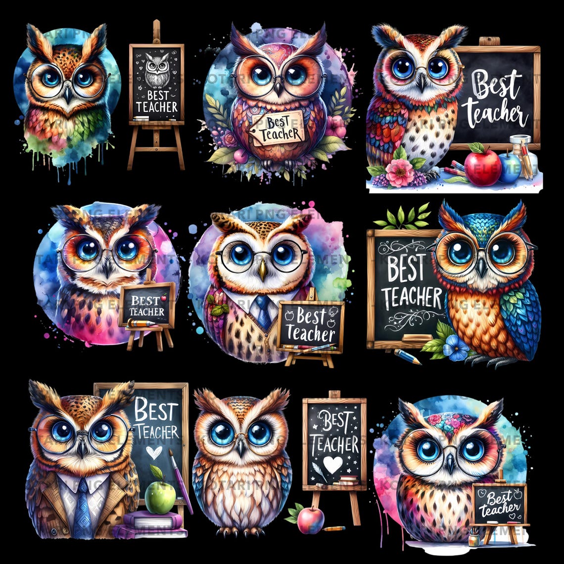 Teacher Owls Best Teacher Signs - Transparent PNG Clipart - Commercial ...