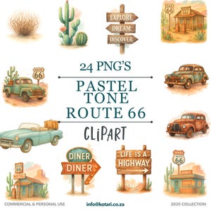 Soft Pastel Route 66 - Transparent PNG Clipart - Commercial use