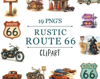 Rustic Route 66 - Transparent PNG Clipart - Commercial use