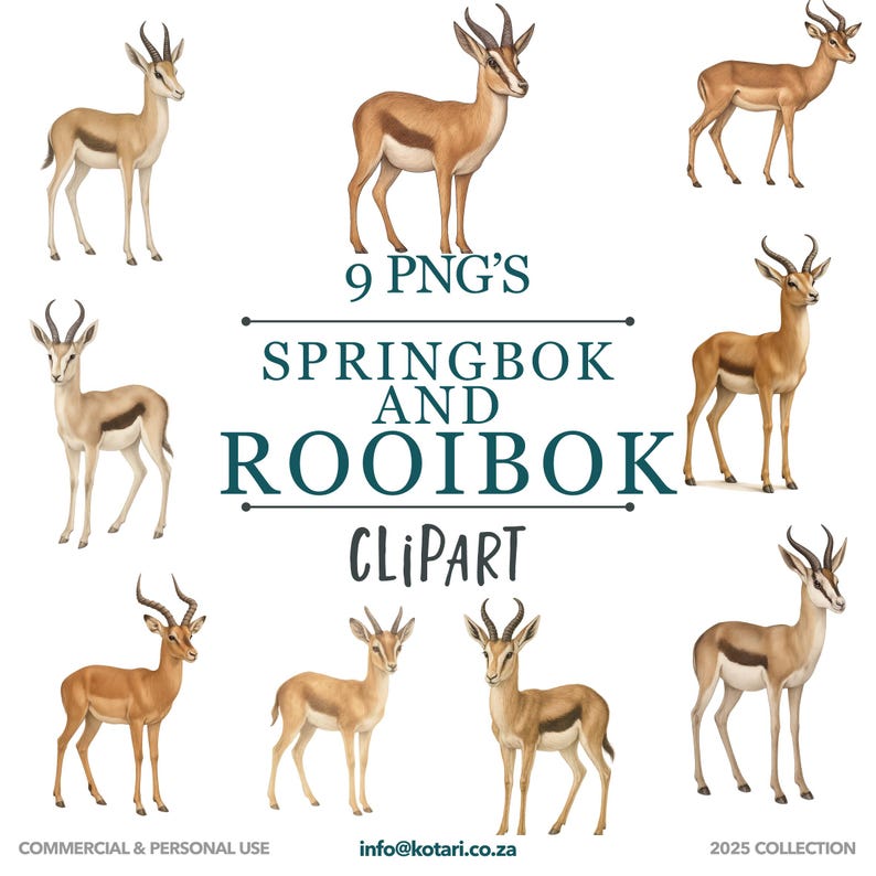 Springboks and Rooibok - Transparent PNG Clipart - Commercial Use - Etsy