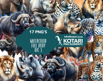 Acuarela de cuerpo completo Big Five - Big Five - Clipart PNG transparente - Uso comercial