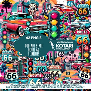 Pop Art Route 66 - Transparent PNG Clipart - Commercial use