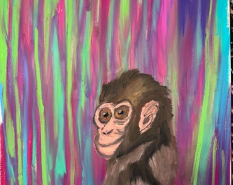 Monkey Oil pastel drawing