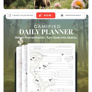 Gamified Daily Digital Planner PDF | Printable Daily Planner Template |  Fun To-Do List Task Management Eisenhower Matrix System