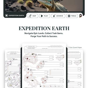 Expedition Earth gamified daily planning page template inserts. Printable daily planning quests.