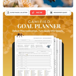 Gamified Goal Planner | Smart Goal Setting Quest PDF | ADHD Planner Printable Template