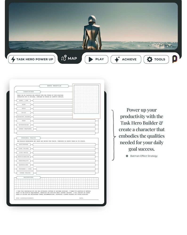 Task Hero Builder PDF | Alter Ego Character Printable | Productivity ...